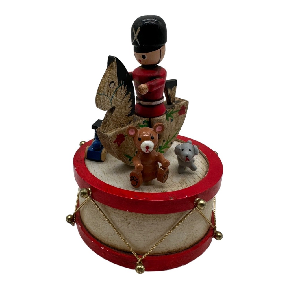 VTG 80's Gift World of Gorham Rotating Christmas Toys Music Box Figurine 6" Tall